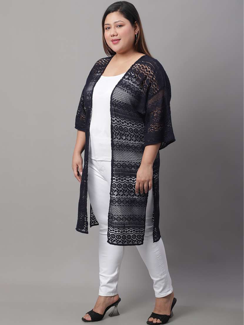 black cotton blend shrug - 20159489 -  Standard Image - 1