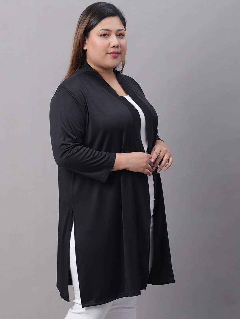 black cotton blend shrug - 20159493 -  Standard Image - 1