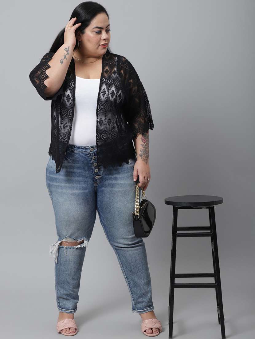 black cotton shrug - 20159498 -  Standard Image - 4