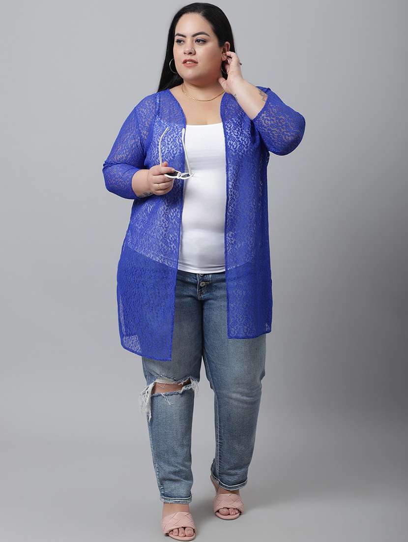 blue cotton shrug - 20159503 -  Standard Image - 4