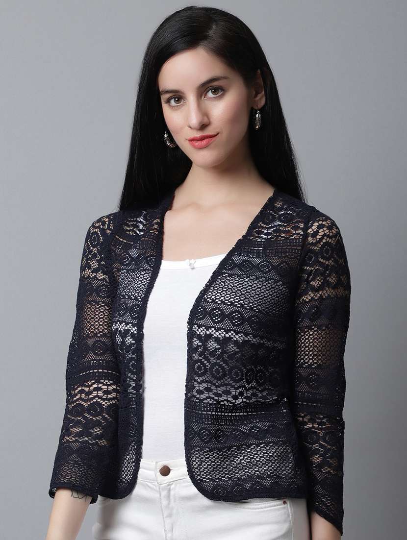black cotton shrug - 20159507 -  Standard Image - 1