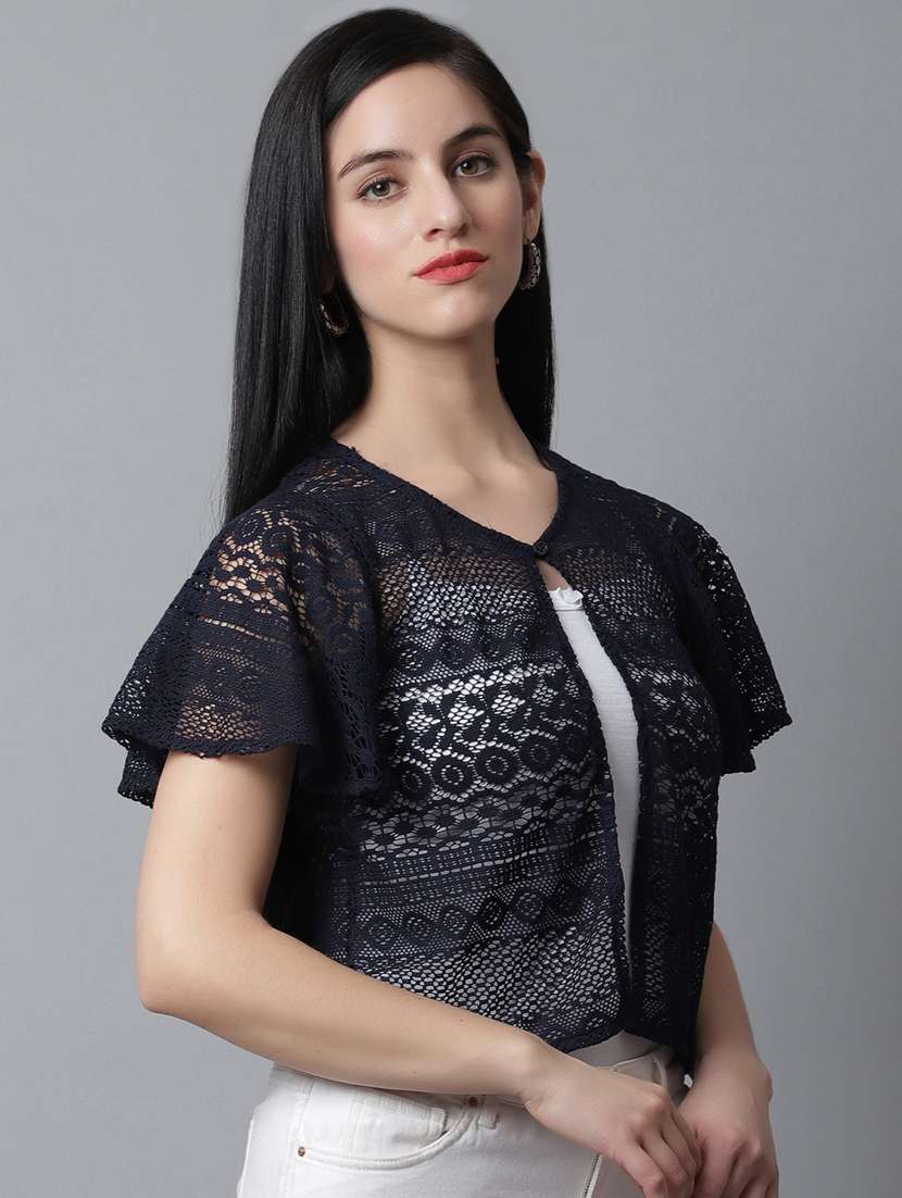 black cotton shrug - 20159509 -  Standard Image - 1