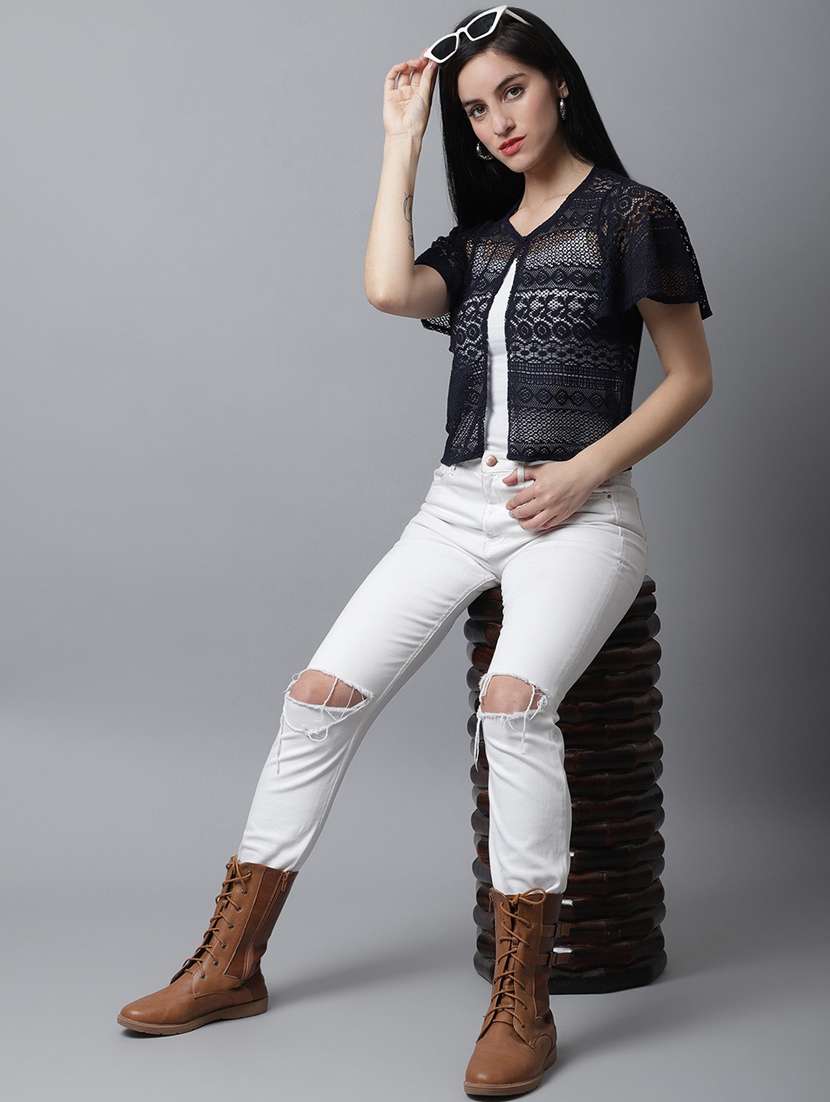 black cotton shrug - 20159509 -  Standard Image - 4