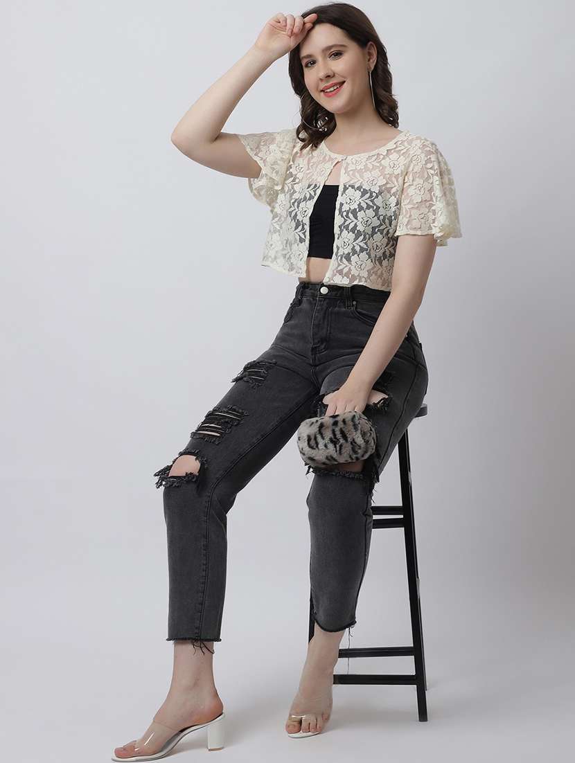 white cotton shrug - 20159514 -  Standard Image - 4