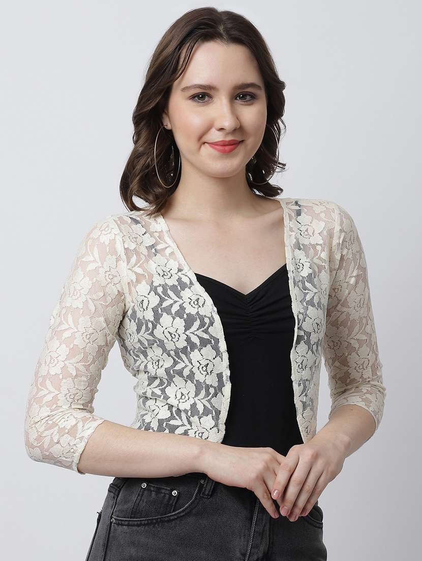 white cotton shrug - 20159516 -  Standard Image - 1