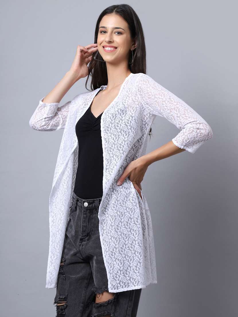 white cotton shrug - 20159523 -  Standard Image - 1