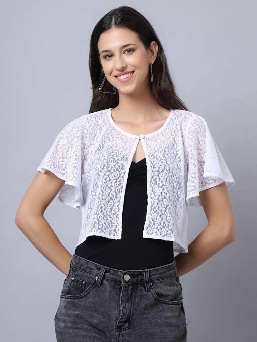 white cotton shrug