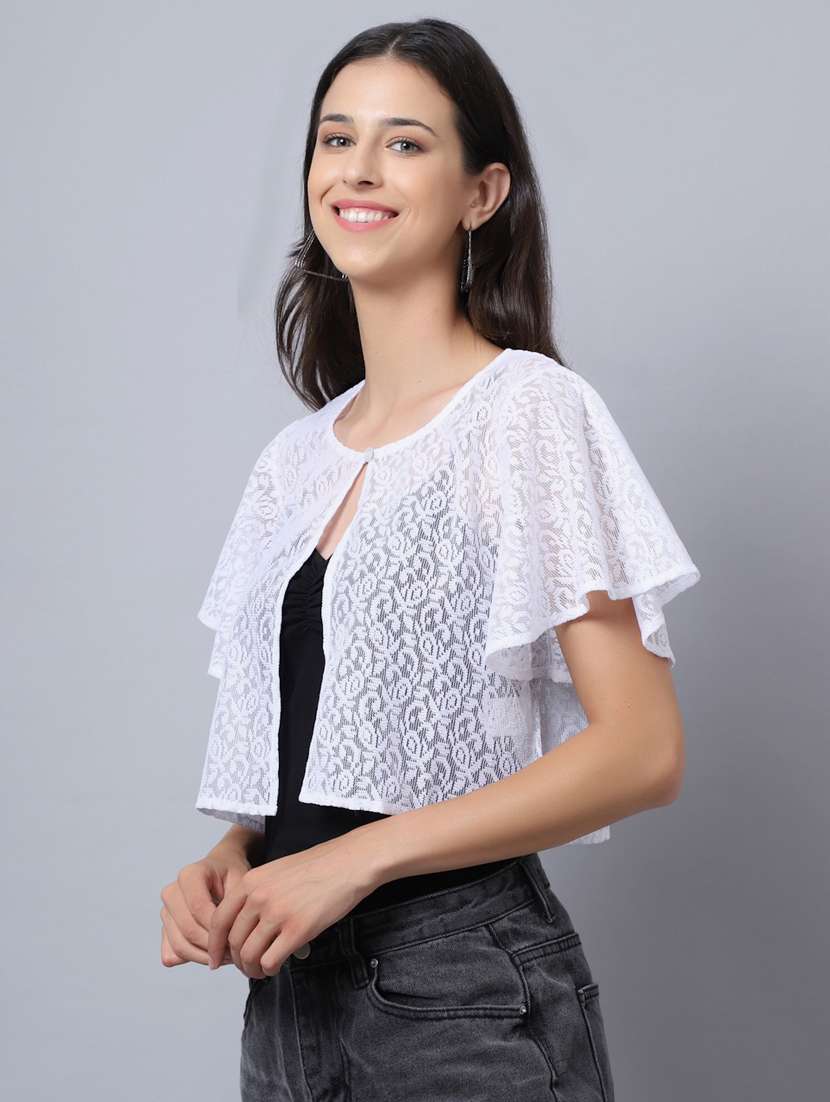 white cotton shrug - 20159526 -  Standard Image - 1