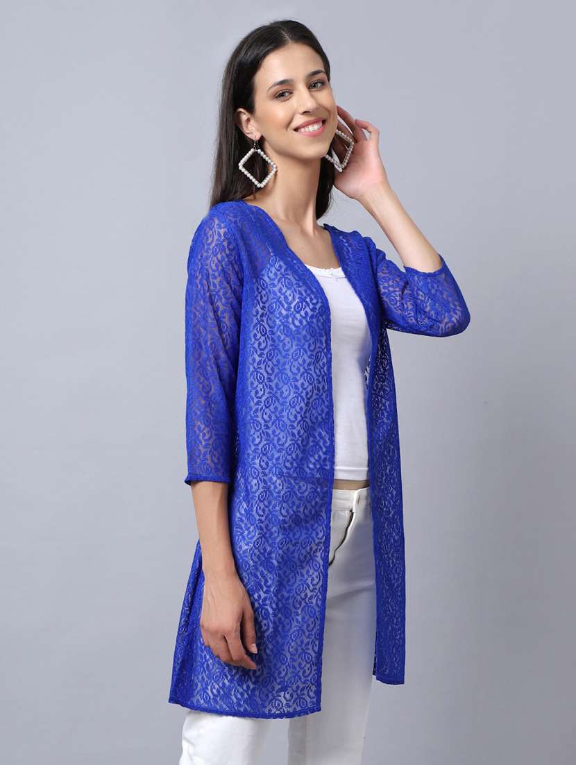 blue cotton shrug - 20159528 -  Standard Image - 1