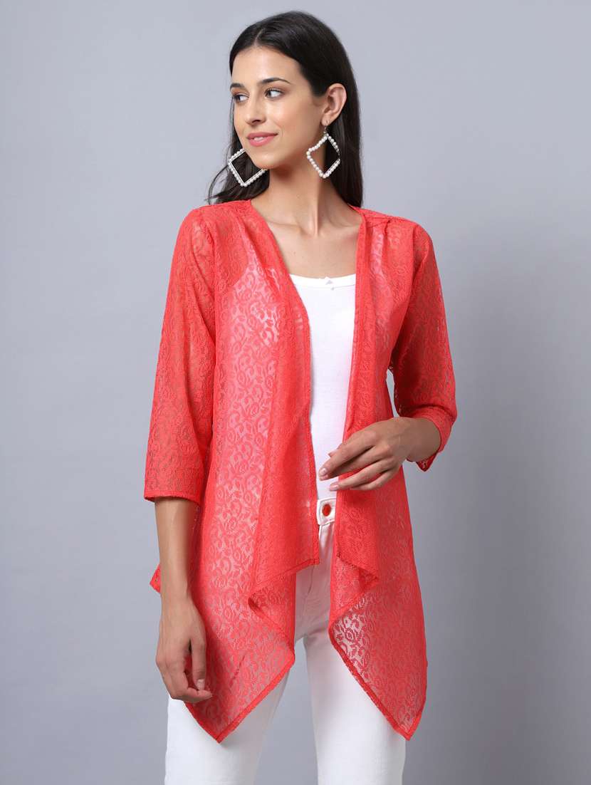 red cotton shrug