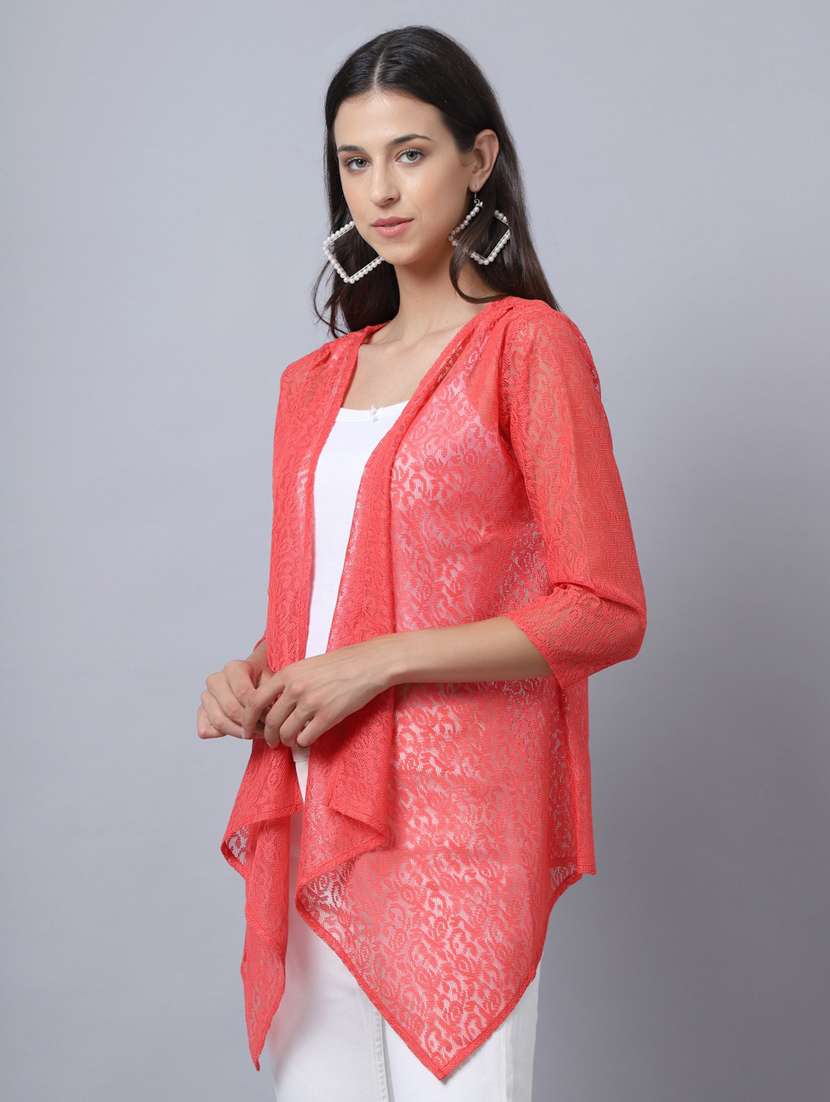 red cotton shrug - 20159533 -  Standard Image - 1