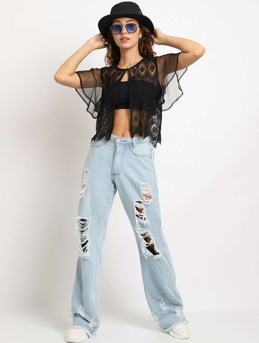 black cotton blend shrug - 20159563 -  Standard Image - 4