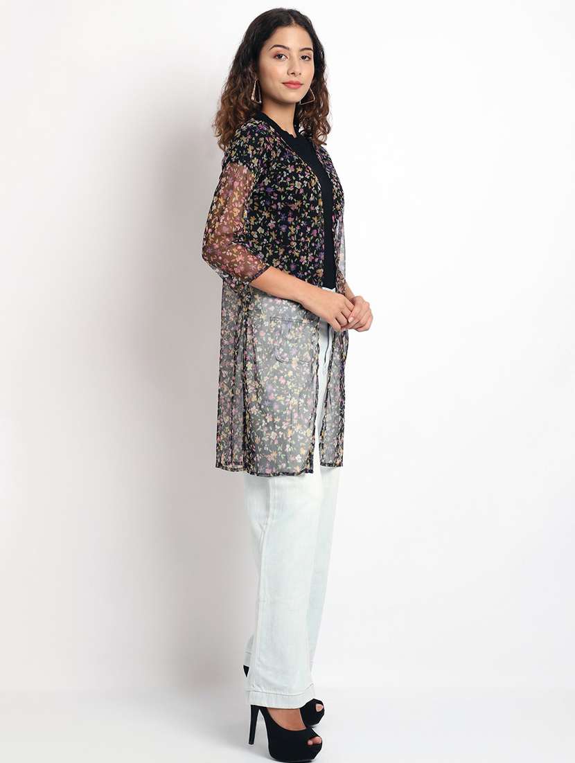 black cotton blend shrug - 20159581 -  Standard Image - 1