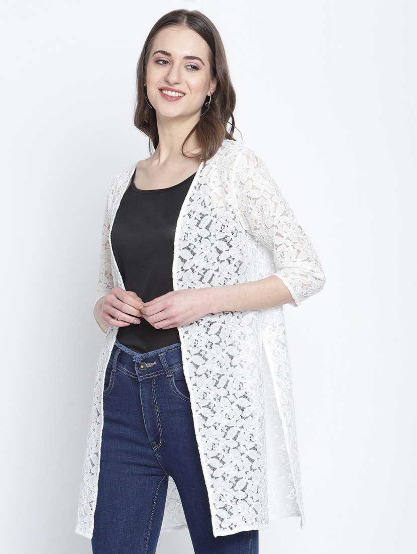 white cotton shrug - 20159608 -  Standard Image - 1