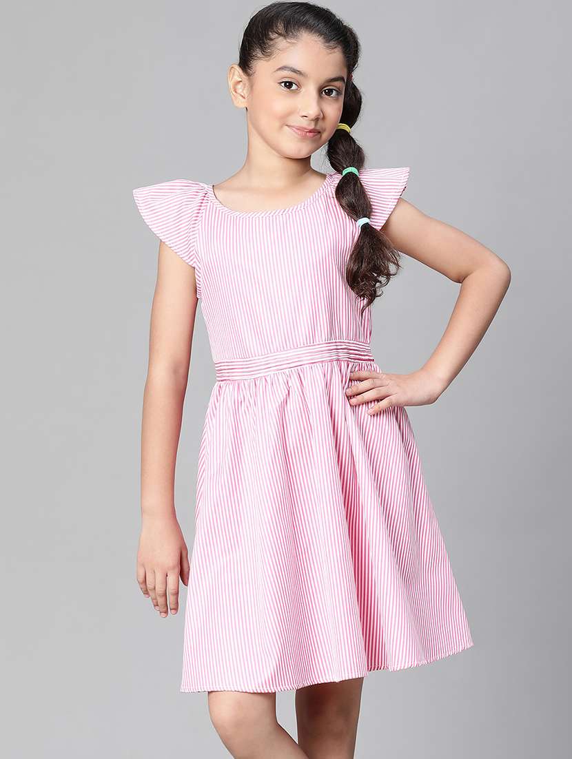 girls round neck cap sleeve frock