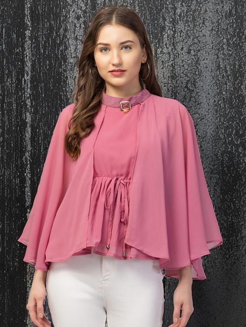 women cape sleeve mock neck top - 20160002 - Standard Image - 0