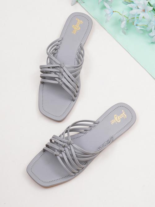 grey synthetic flat forms sandals - 20160164 -  Standard Image - 0