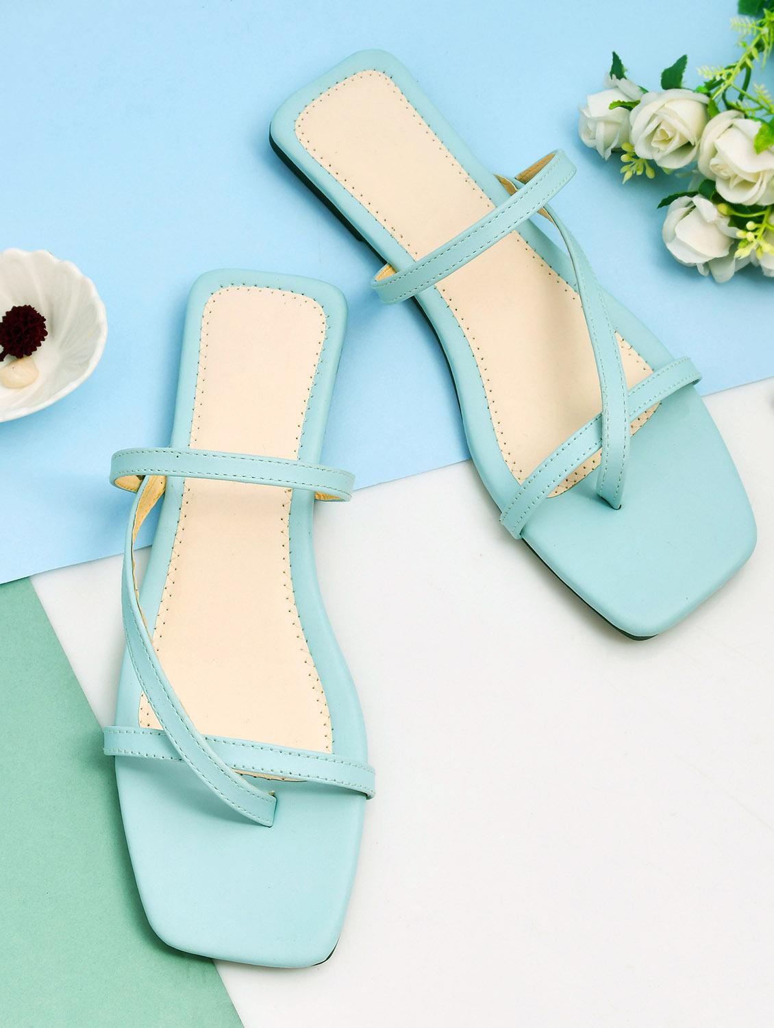 light blue synthetic flat forms sandals - 20160195 - Standard Image - 1