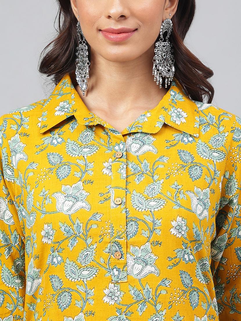 yellow floral printed kurta salwar set - 20161213 - Standard Image - 6