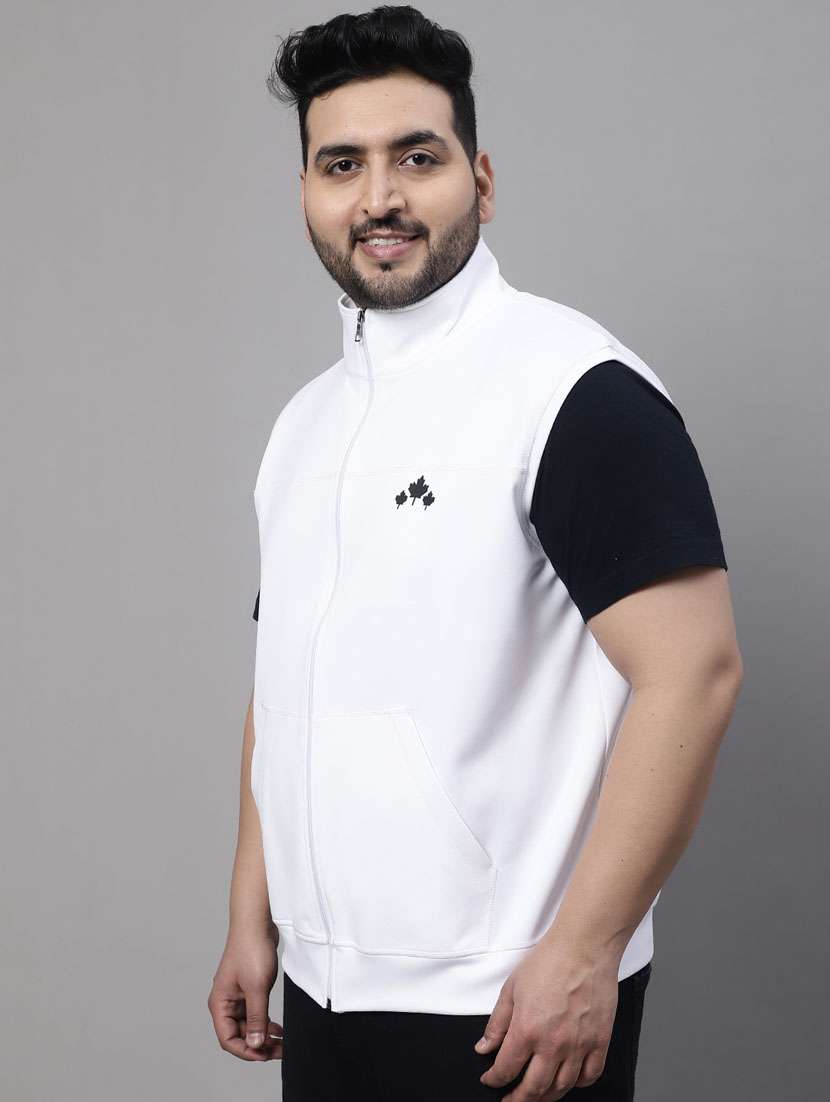 white solid sleeveless casual jacket - 20161375 -  Standard Image - 1