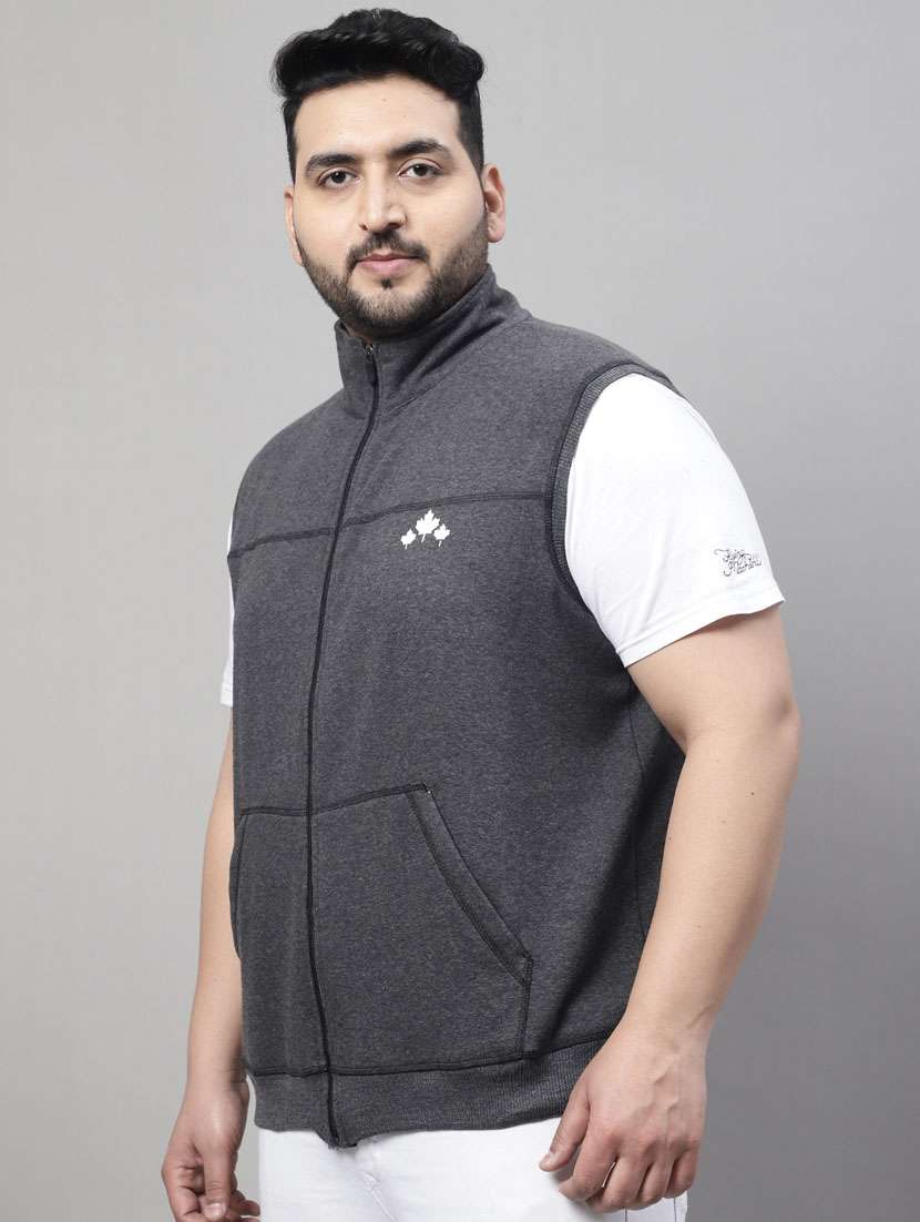 grey cotton casual jacket - 20161378 -  Standard Image - 1