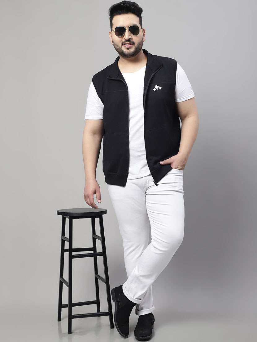 black solid sleeveless casual jacket - 20161380 -  Standard Image - 4