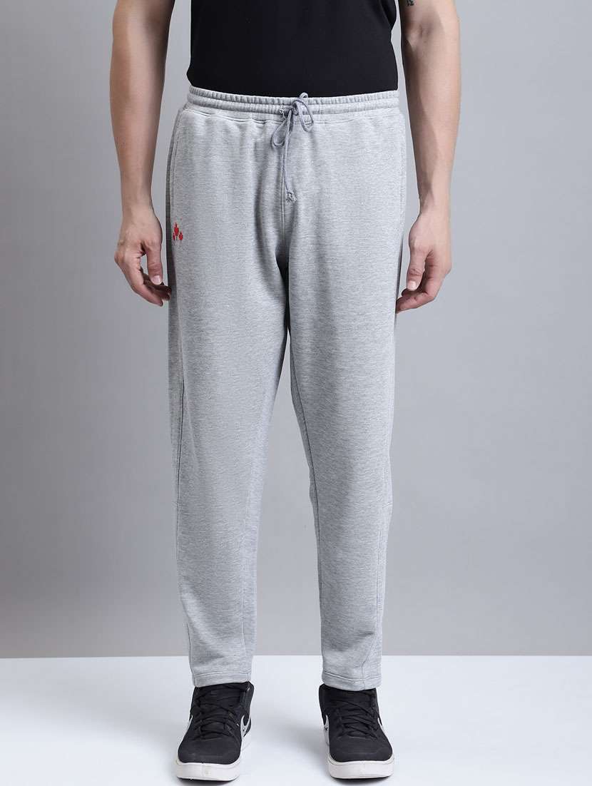 grey cotton blend  full length track pant