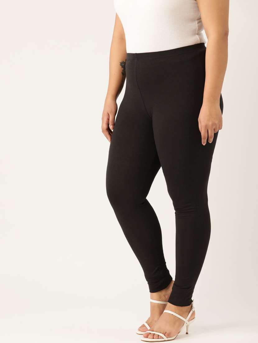 plus size black solid full length legging - 20162212 - Standard Image - 1