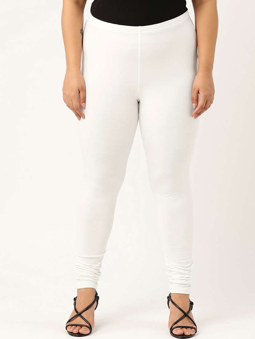 plus size white solid full length legging