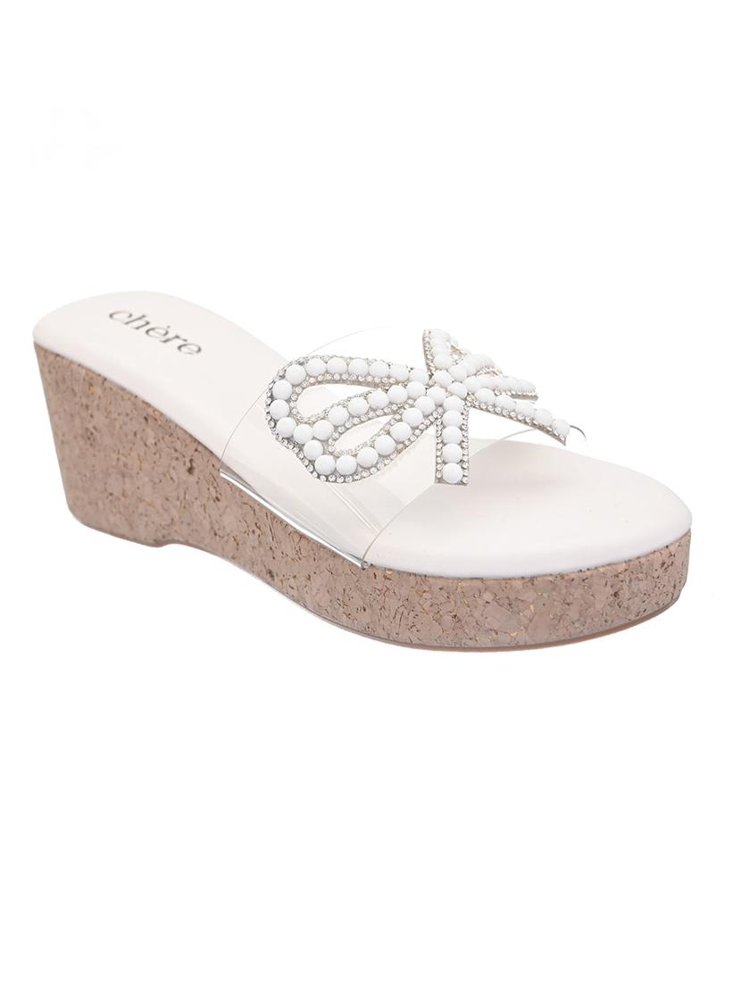 white slip on wedge sandal - 20162269 -  Zoom Image - 0