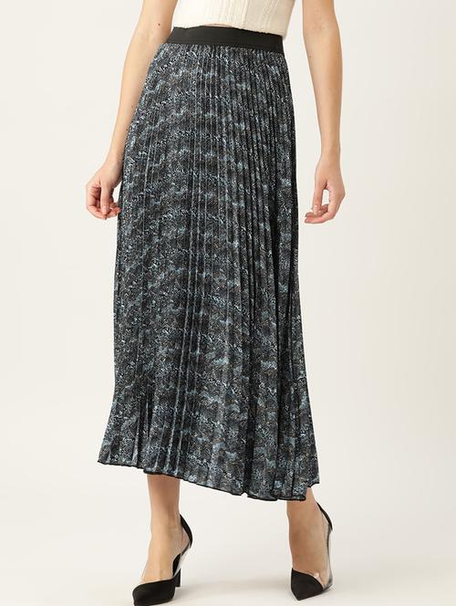 blue polyester pleated skirts - 20162283 - Standard Image - 0