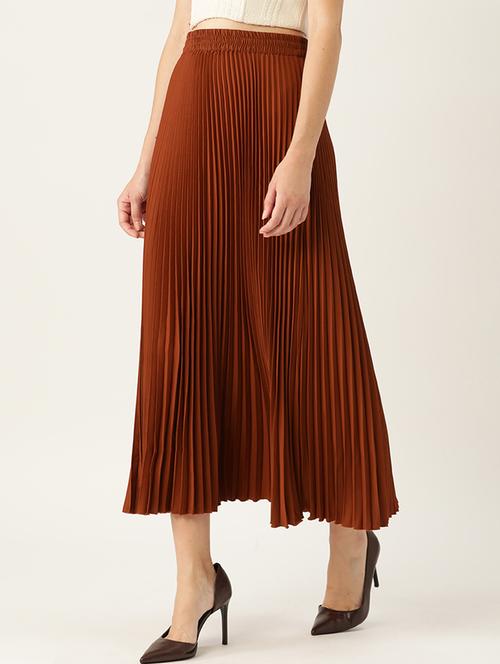 brown polyester pleated skirts - 20162285 - Standard Image - 0