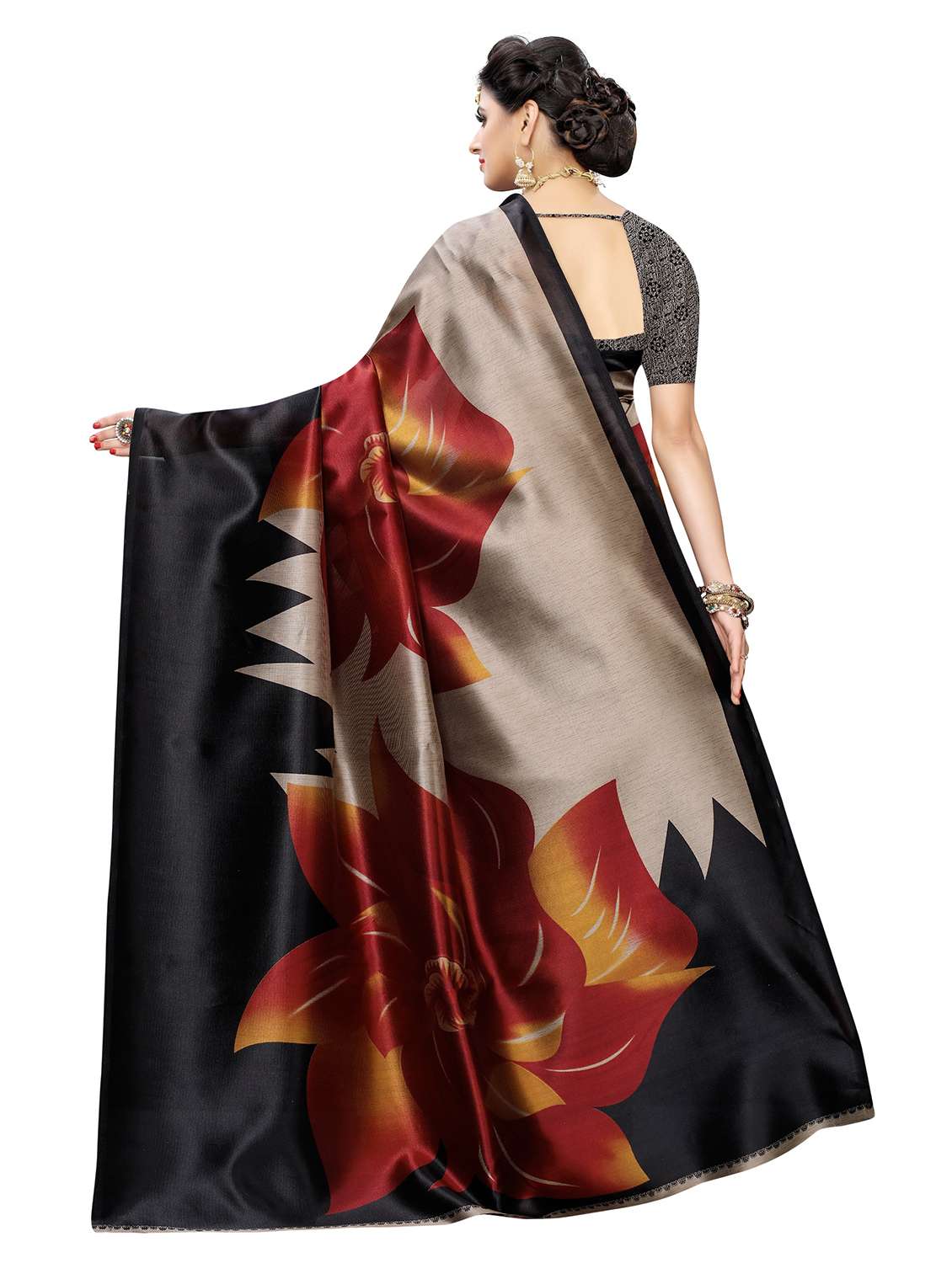 floral printed saree with blouse - 20162298 -  Standard Image - 1