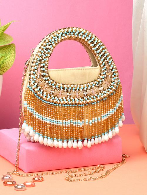 cream suede regular clutch - 20162398 - Standard Image - 0