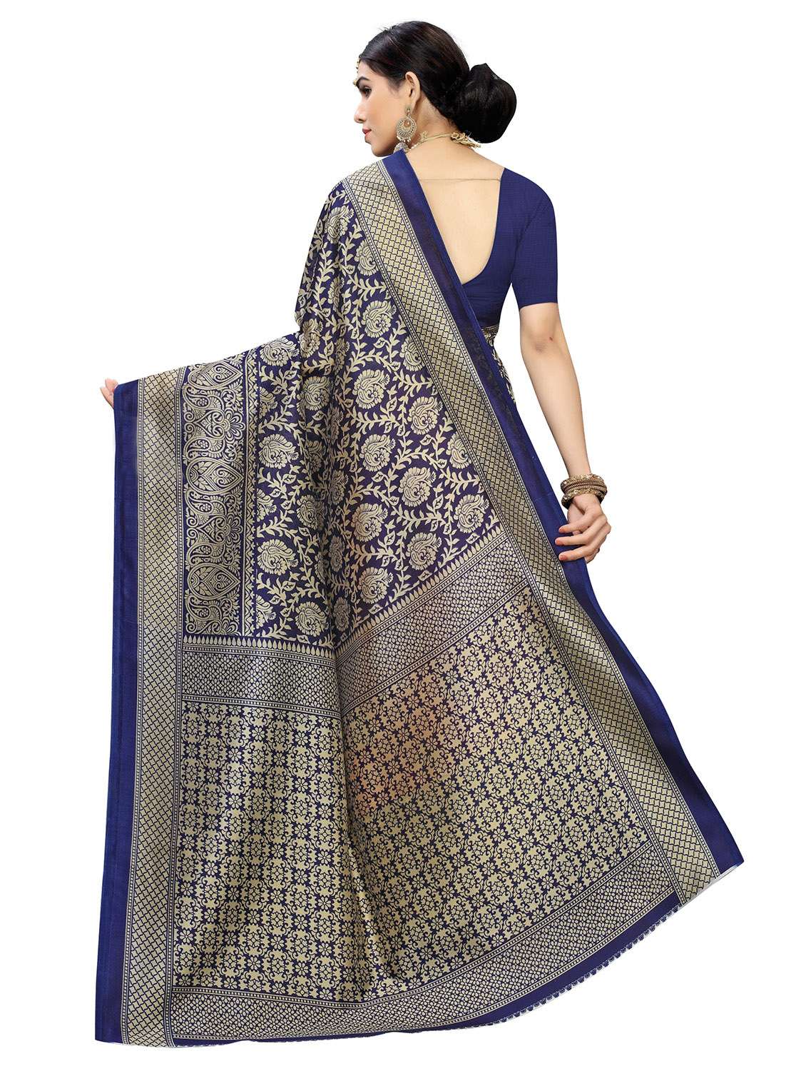 red printed art silk saree with blouse - 20163231 -  Standard Image - 1