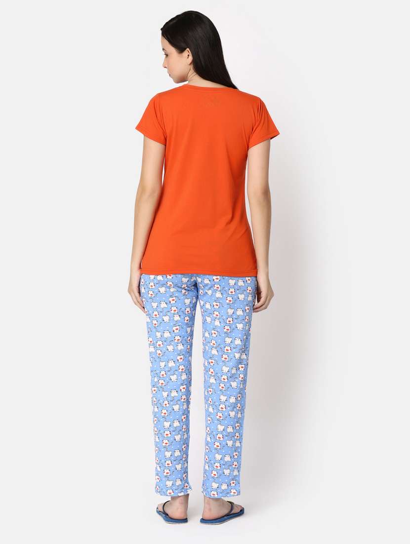 women printed cotton pyjama nightwear set - 20163895 -  Standard Image - 4