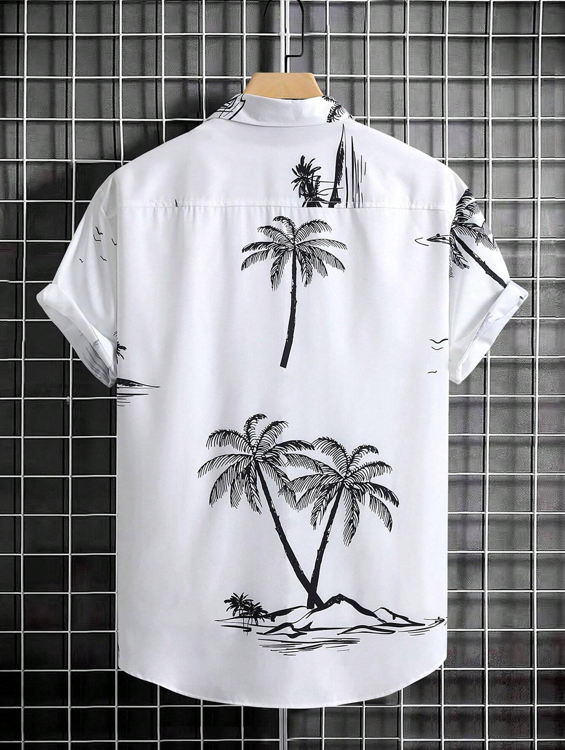 white tropical casual shirt - 20163905 - Standard Image - 1