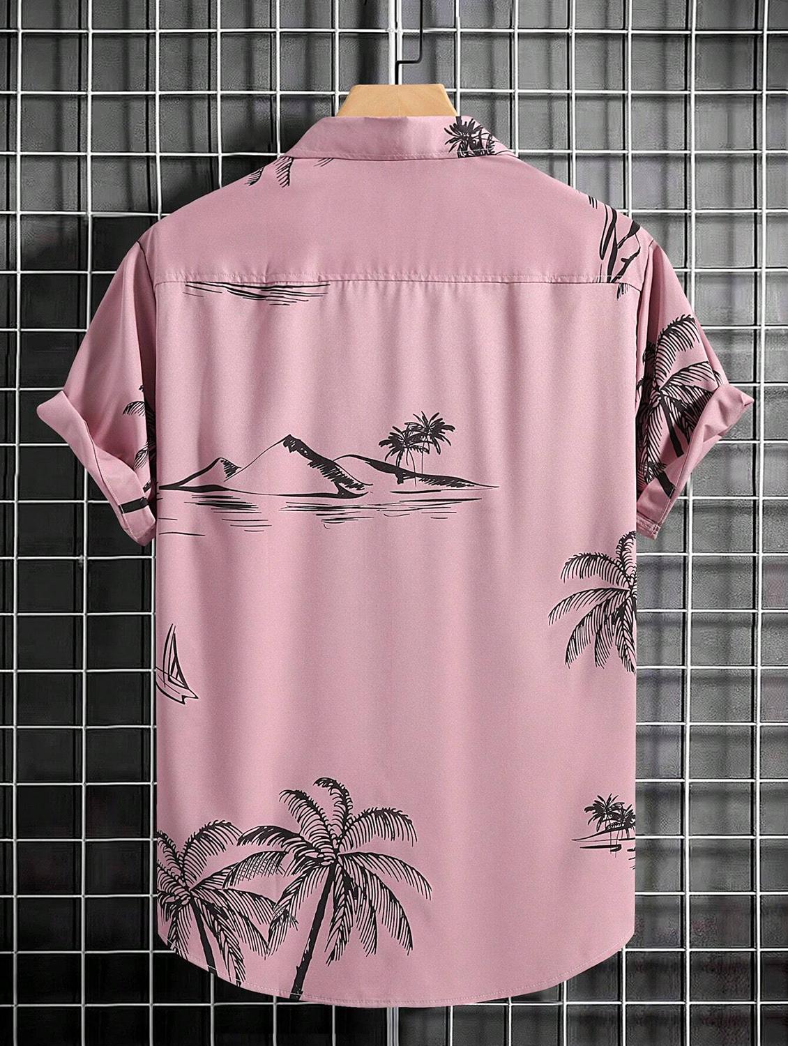 pink tropical printed casual shirt - 20163908 - Standard Image - 1