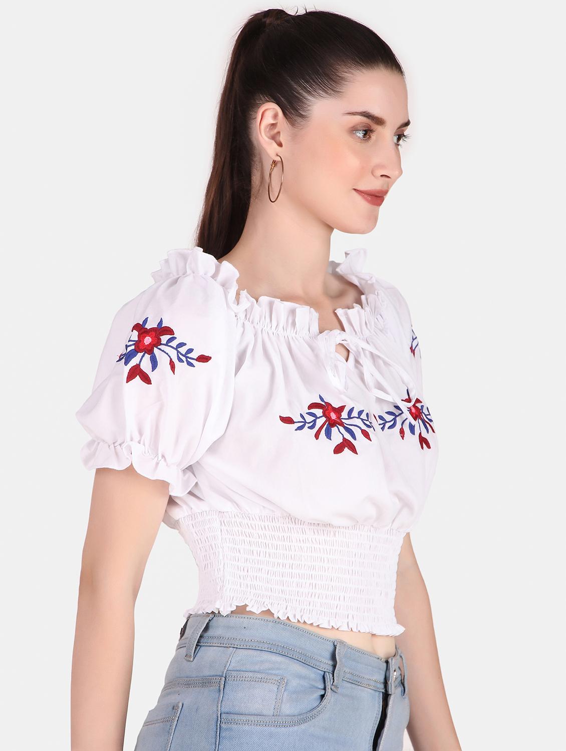 white solid crop top - 20163991 - Standard Image - 1