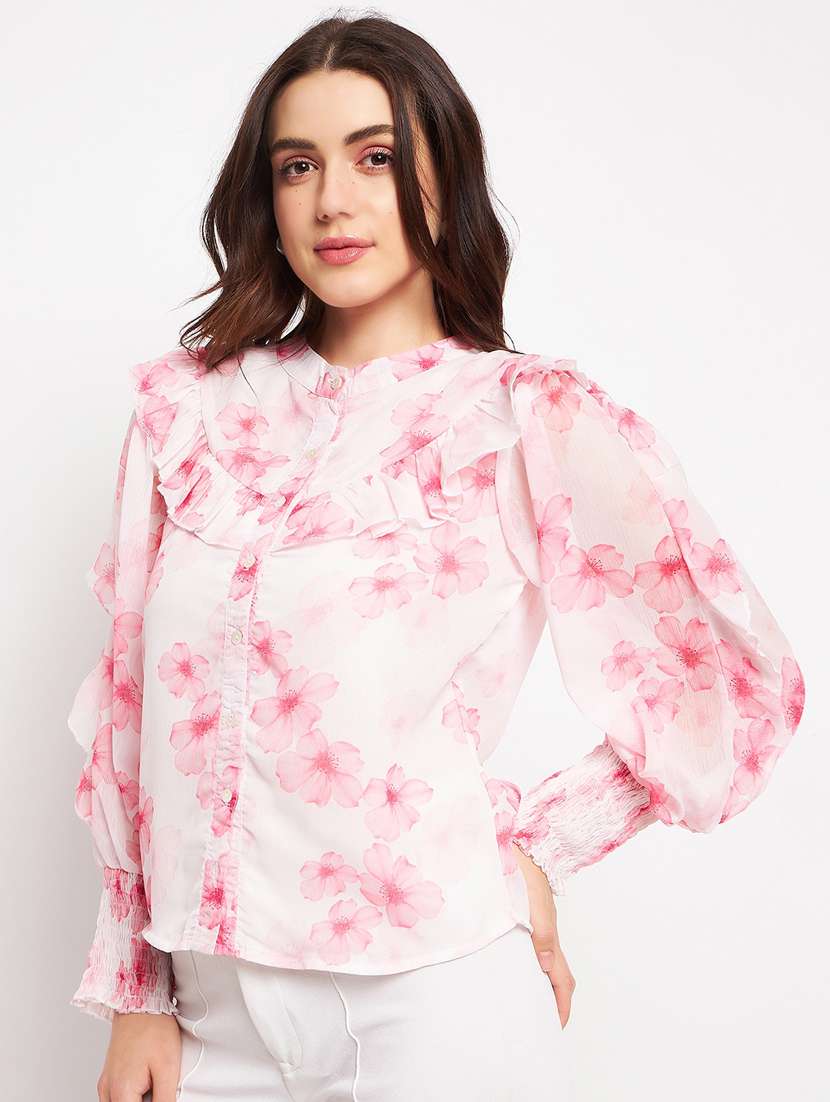 pink floral ruffle top - 20164056 -  Standard Image - 1