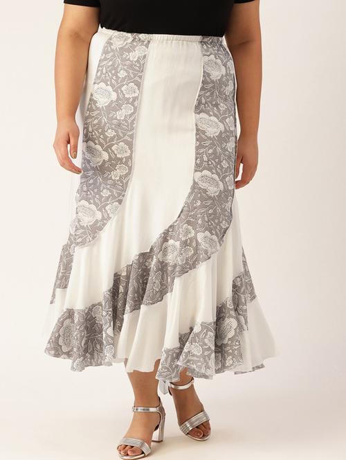 grey cotton pleated skirts - 20164060 - Standard Image - 0