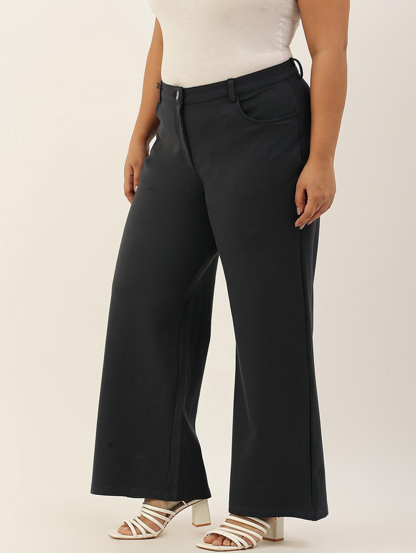 women solid flat front wide leg trouser - 20164068 - Standard Image - 1