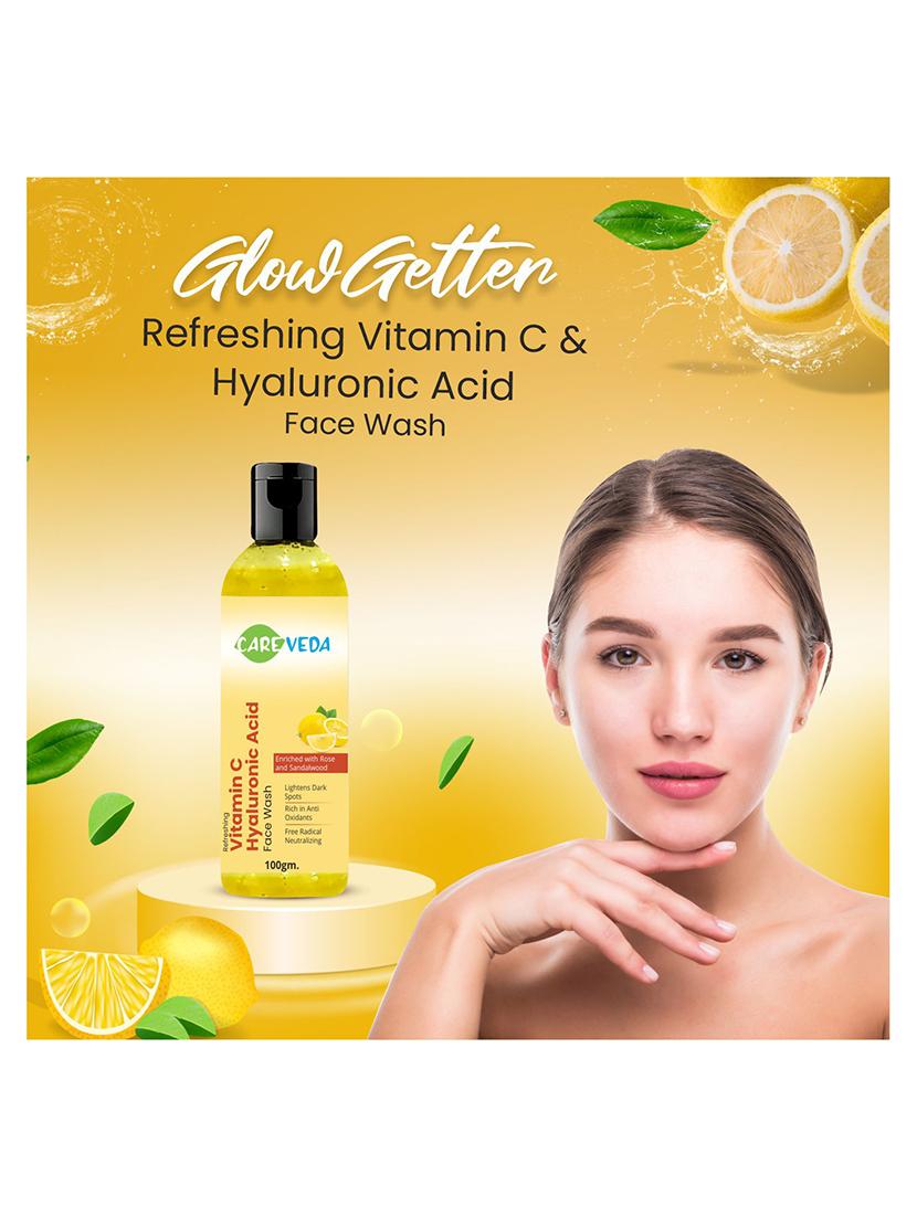 careveda glowgetter - refreshing vitamin c & hyaluronic acid face wash, for all skin types, 100gm - 20164100 - Standard Image - 1