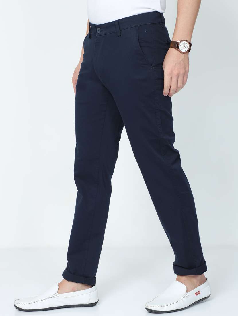 Mid Rise Solid Flat Front Casual Trouser - 20164176 -  Standard Image - 1