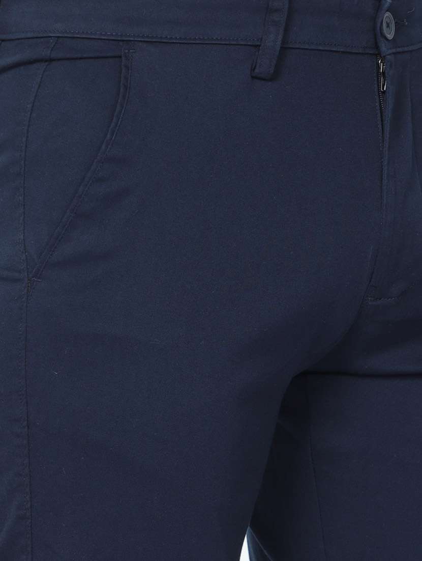 Mid Rise Solid Flat Front Casual Trouser - 20164176 -  Standard Image - 4