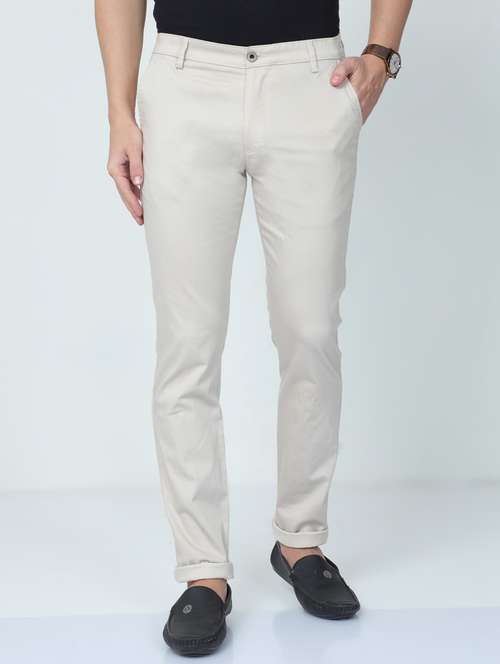 mid rise solid flat front casual trouser  - 20164179 -  Standard Image - 0