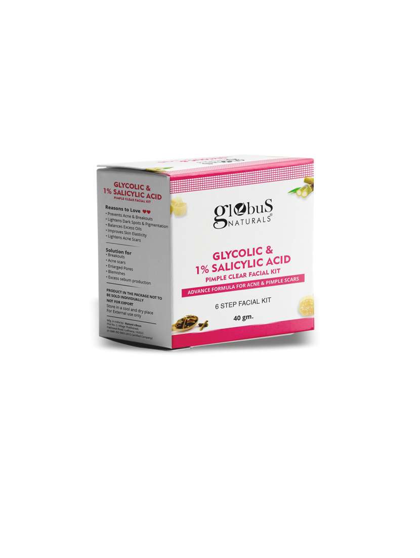 globus naturals glycolic & 1% salicylic acid facial kit 110gm
