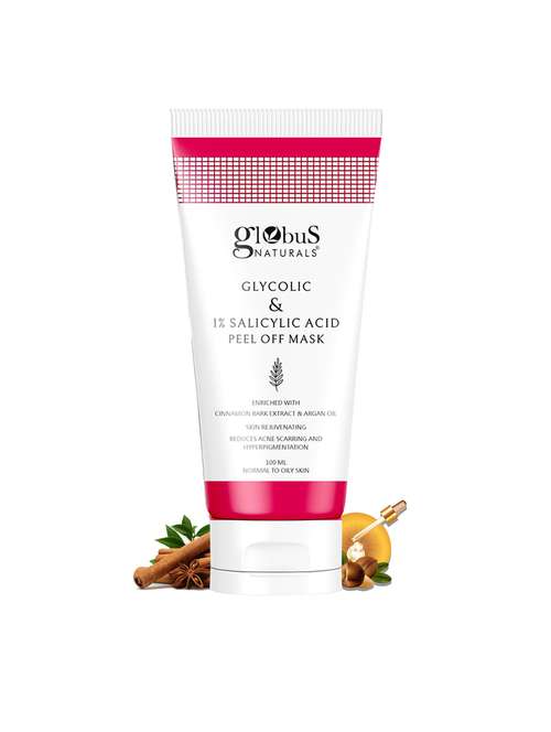 globus naturals glycolic & 1% salicylic acid anti acne peel off mask, 100 gms