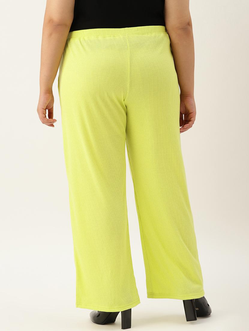 women yellow solids plus size trouser - 20165145 -  Standard Image - 1