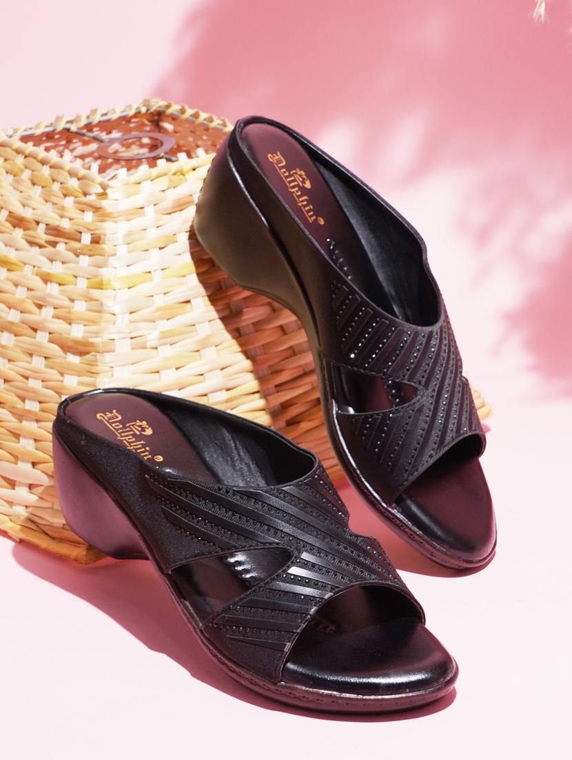 black slip on sandal - 20165233 - Standard Image - 1